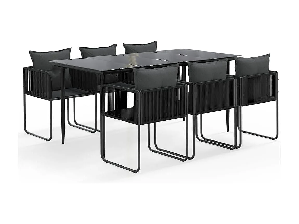 Azzedine  Ensemble à manger de jardin 7 pcs Noir