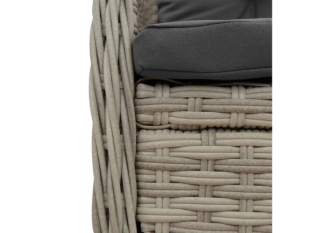 Zion  Ensemble à manger de jardin et coussins 9 pcs gris clair rotin