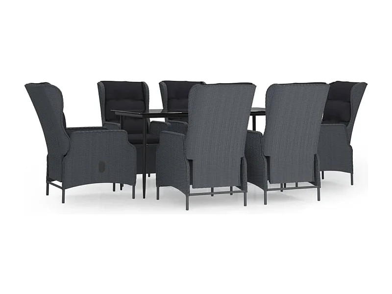 Mayra  Set de comedor para jardín 7 piezas ratán sintético gris oscuro