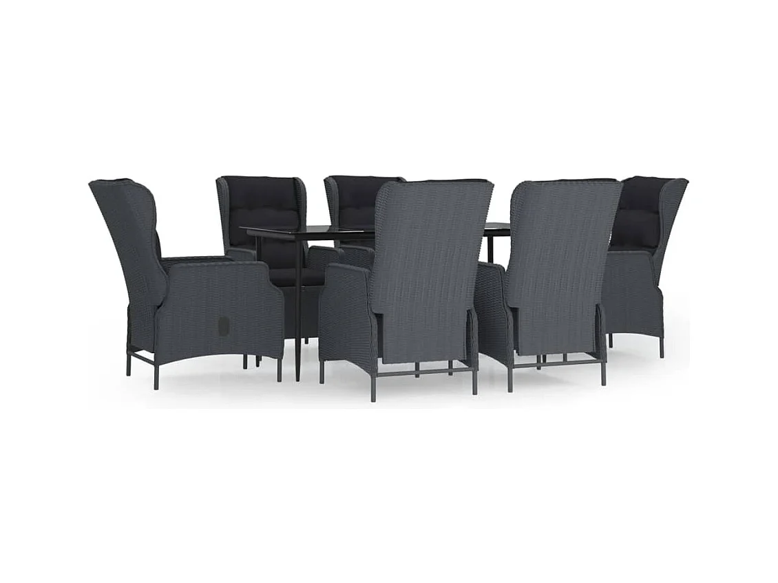 Mayra  Set de comedor para jardín 7 piezas ratán sintético gris oscuro