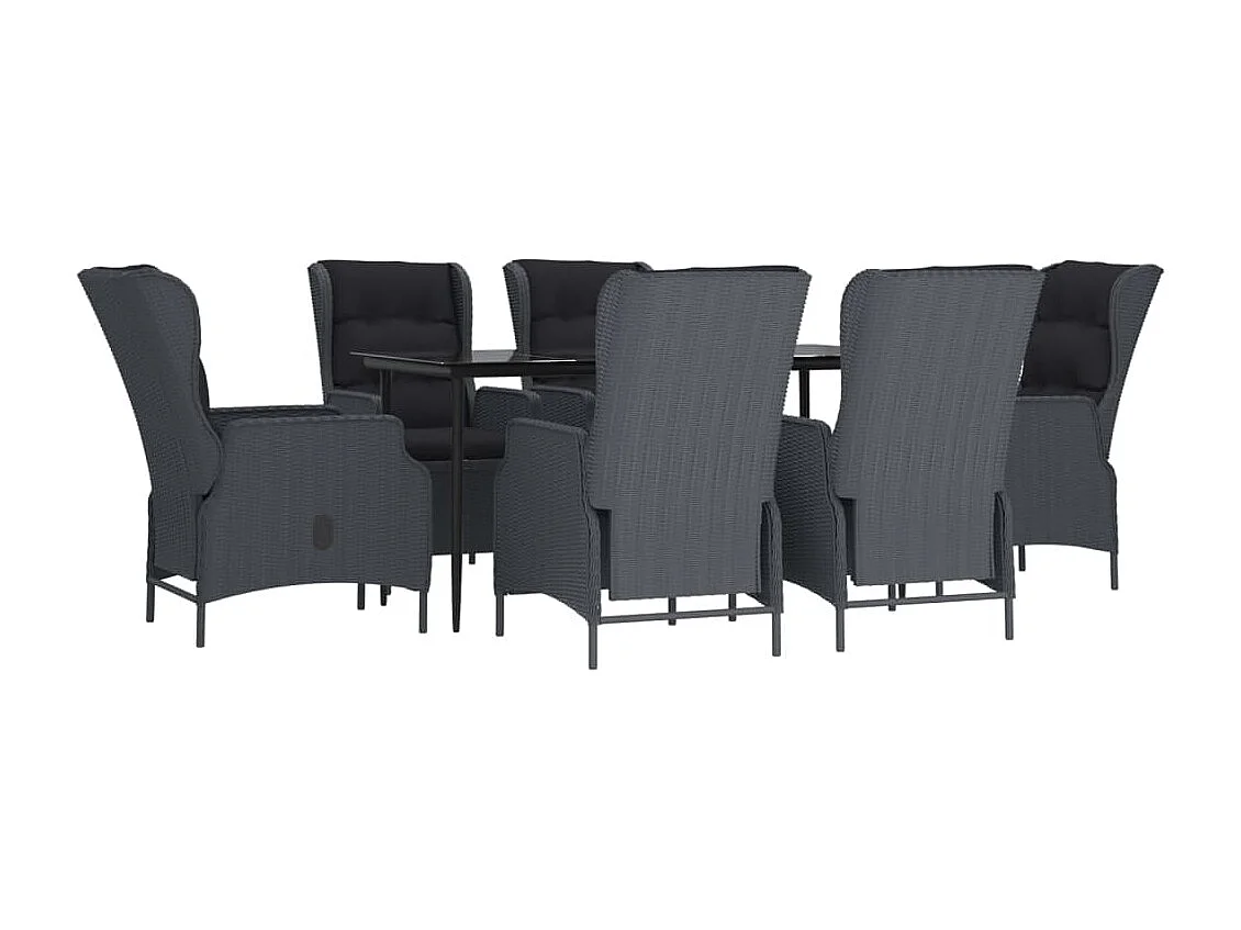 Mayra  Ensemble à manger de jardin 7 pcs Gris foncé Résine tressée