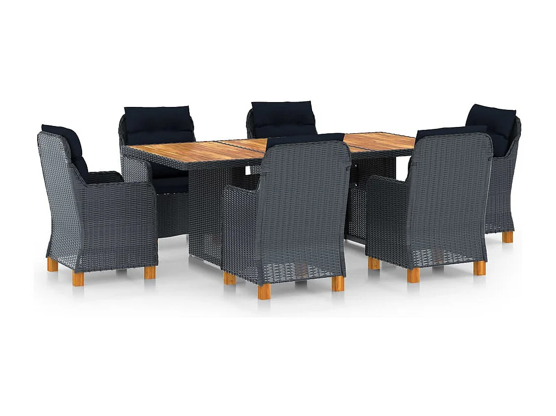 Horsham  Ensemble à manger d'extérieur 7pcs et coussins résine tressée