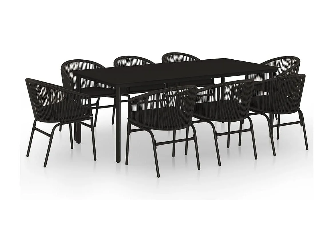 Florentin  Ensemble à manger de jardin 9 pcs Noir