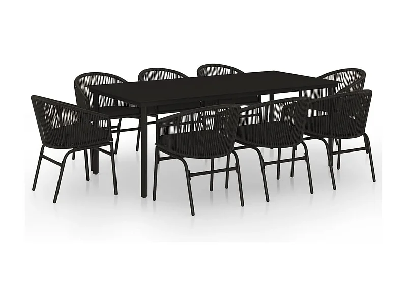 Florentin  Juego de comedor de jardín 9 piezas negro