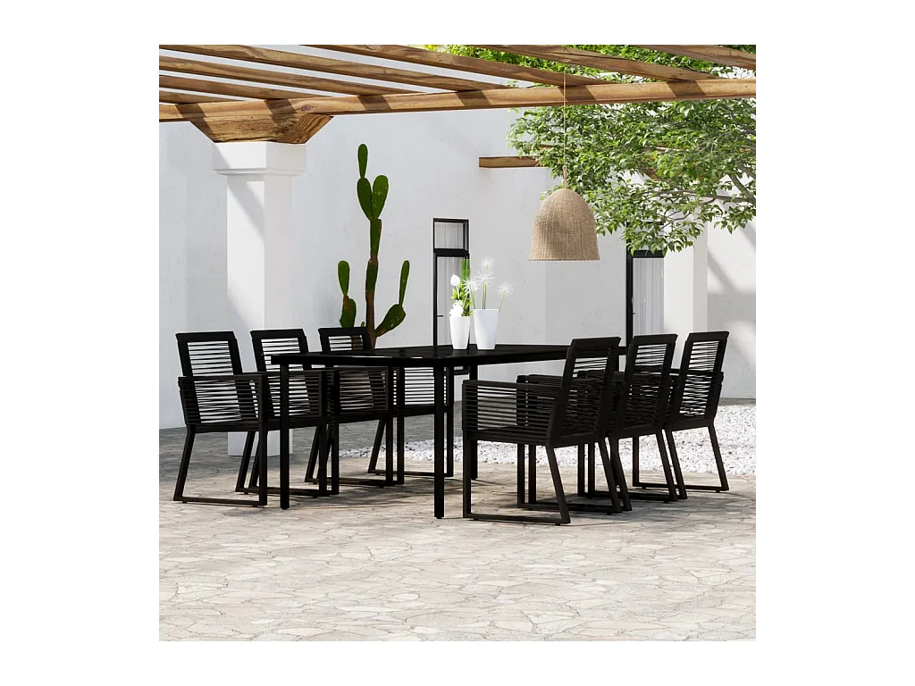 Wendell  Juego de comedor de jardín 7 piezas negro