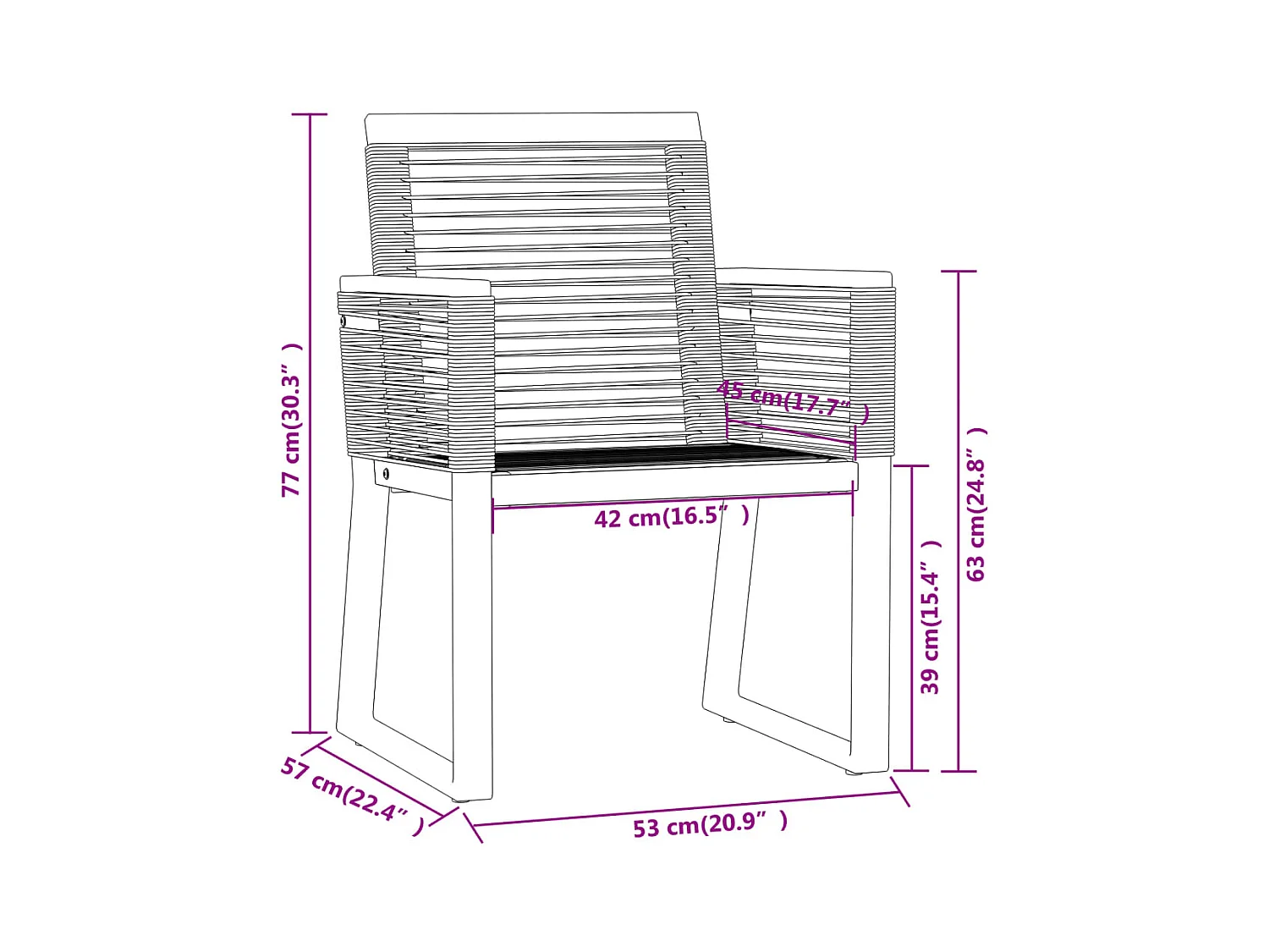 Wendell  Juego de comedor de jardín 7 piezas negro