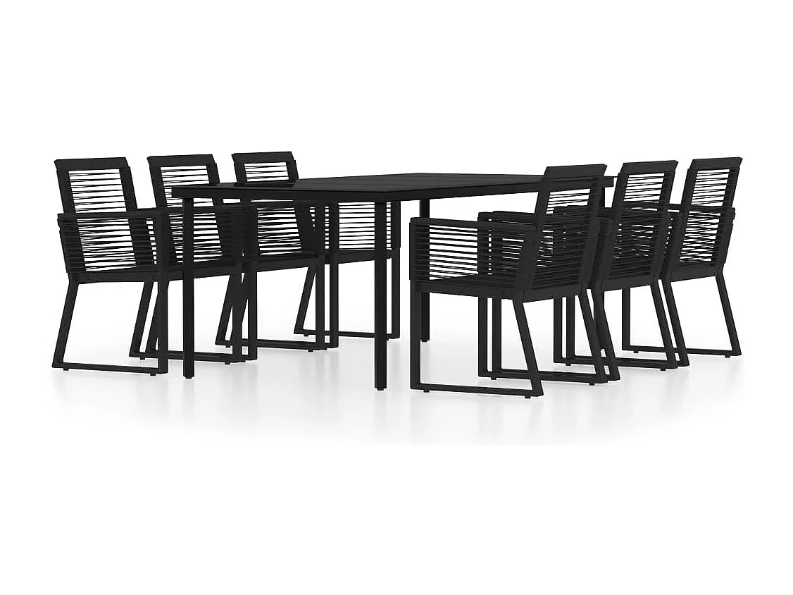 Wendell  Ensemble à manger de jardin 7 pcs Noir