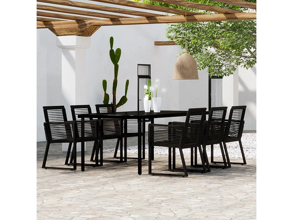 Wendell  Ensemble à manger de jardin 7 pcs Noir