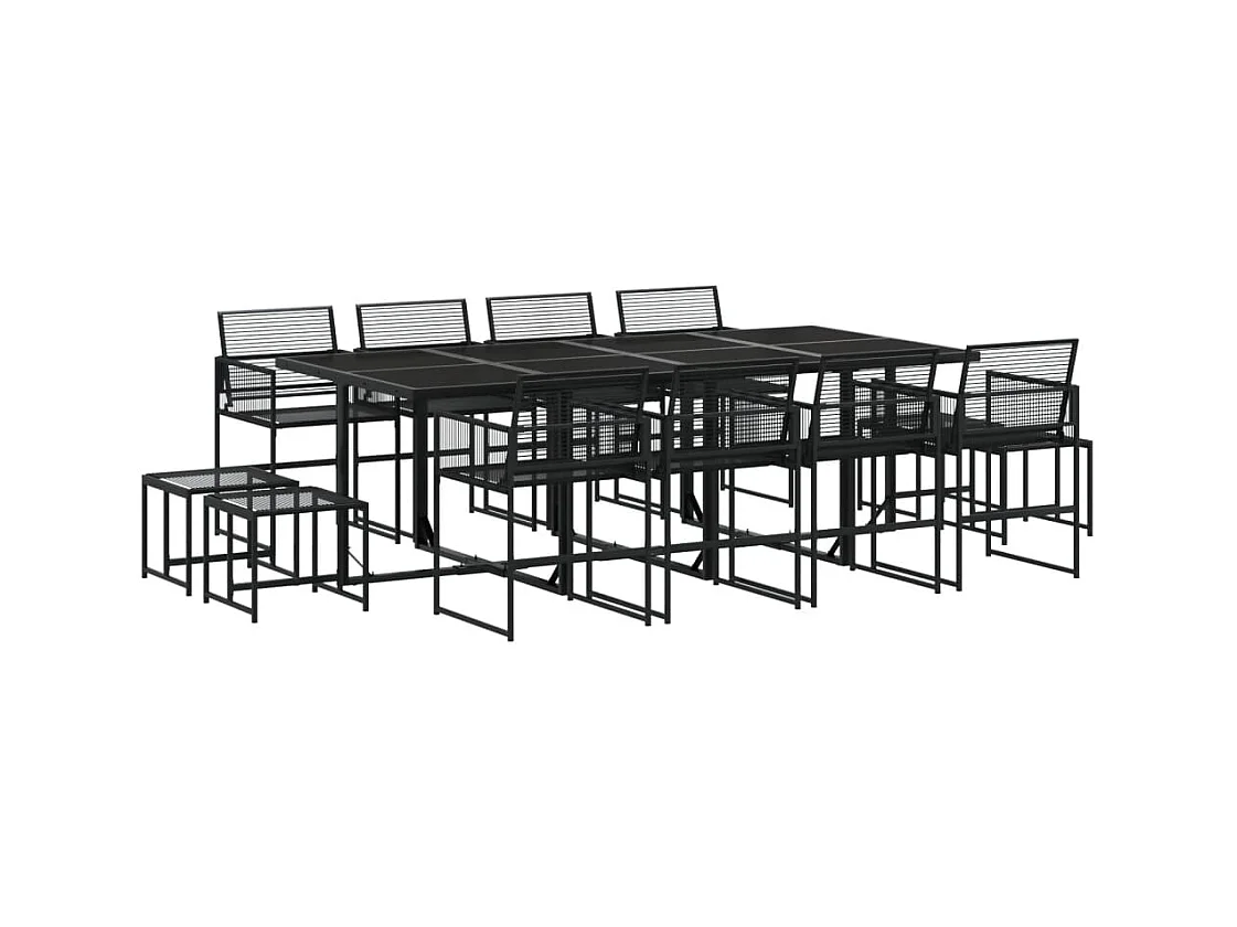 Daxen  Set de comedor de jardín 13 pzas ratán sintético negro