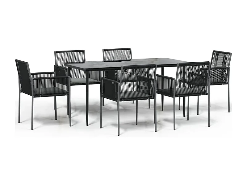 Giovanni Carlo  7-delige Tuinset met kussens poly rattan en staal zwart