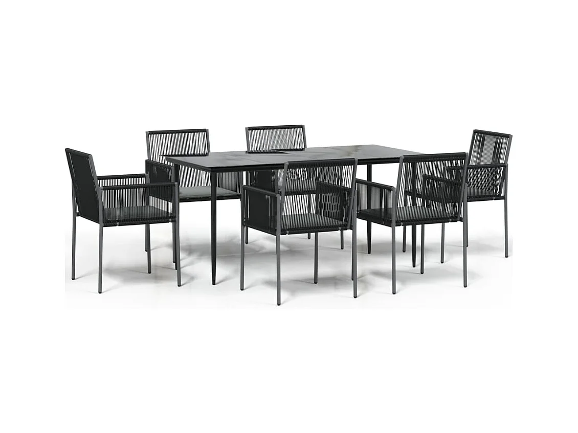 Giovanni Carlo  7-delige Tuinset met kussens poly rattan en staal zwart