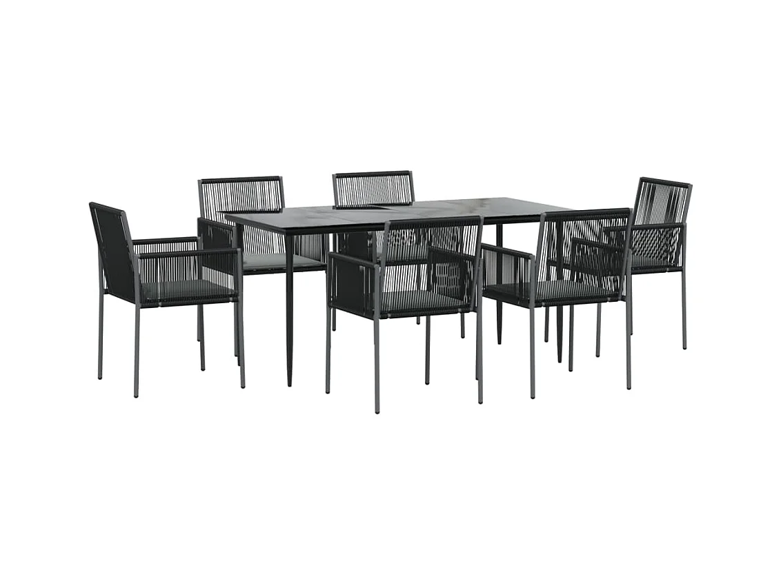 Giovanni Carlo  7-delige Tuinset met kussens poly rattan en staal zwart