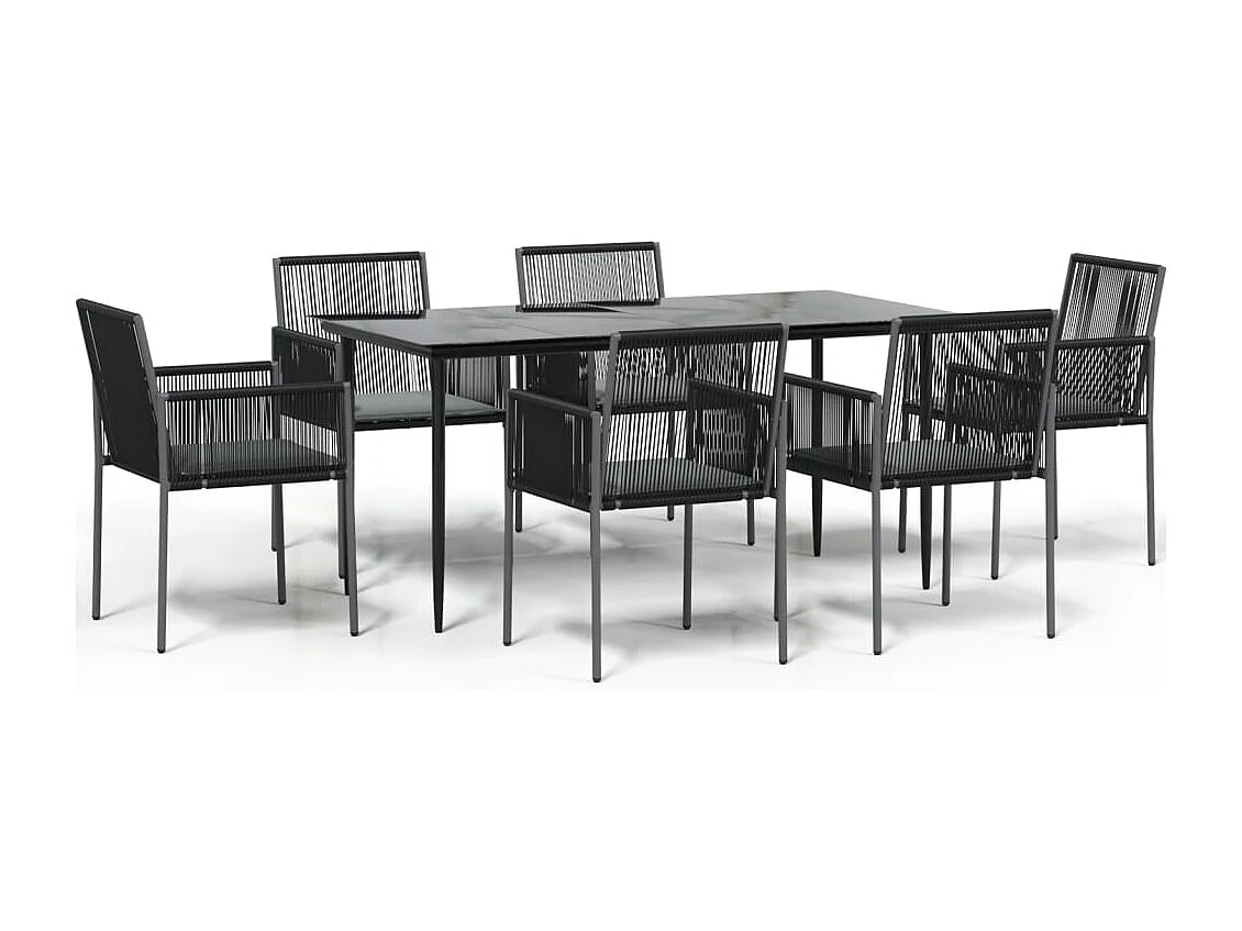 Giovanni Carlo  7-delige Tuinset met kussens poly rattan en staal zwart