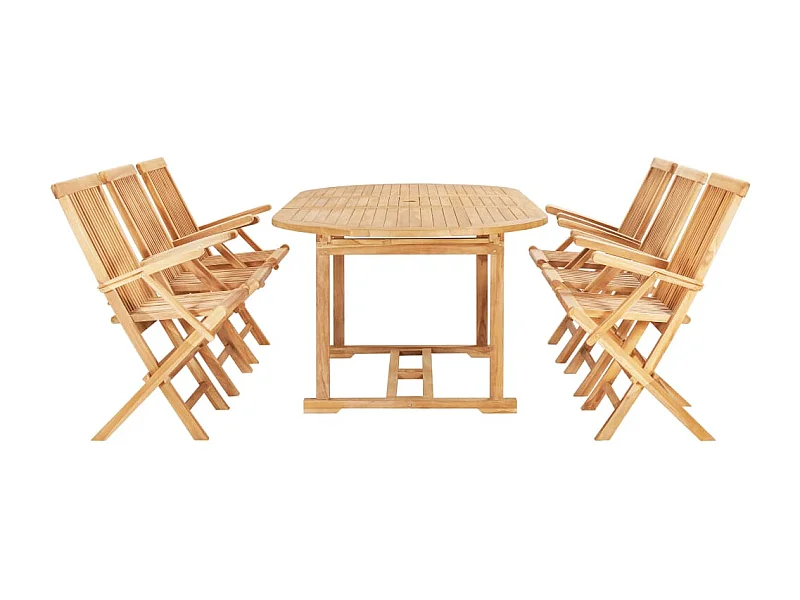 Ray Alan  Ensemble à manger d'extérieur 7pcs 150-200x100x75cm Teck massif