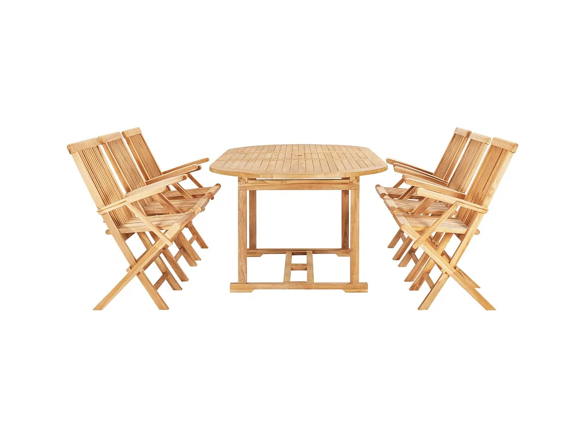 Ray Alan  Ensemble à manger d'extérieur 7pcs 150-200x100x75cm Teck massif