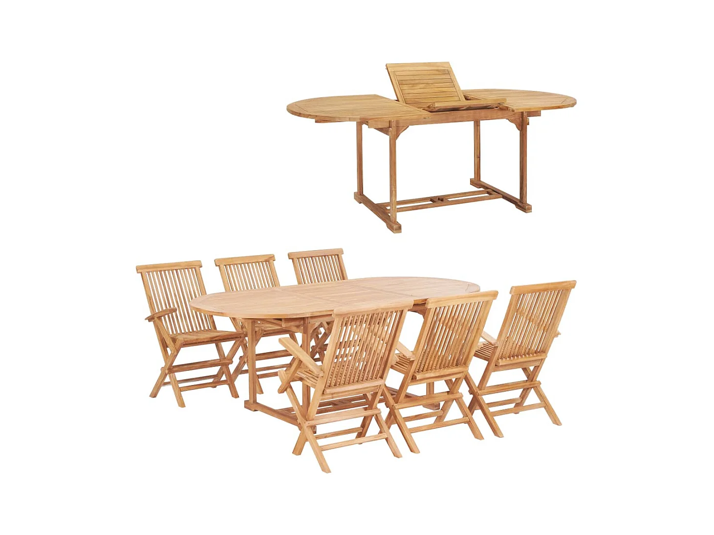 Ray Alan  Ensemble à manger d'extérieur 7pcs 150-200x100x75cm Teck massif