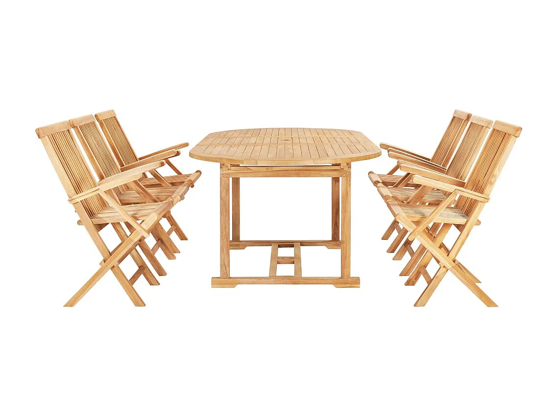 Ray Alan  Ensemble à manger d'extérieur 7pcs 150-200x100x75cm Teck massif