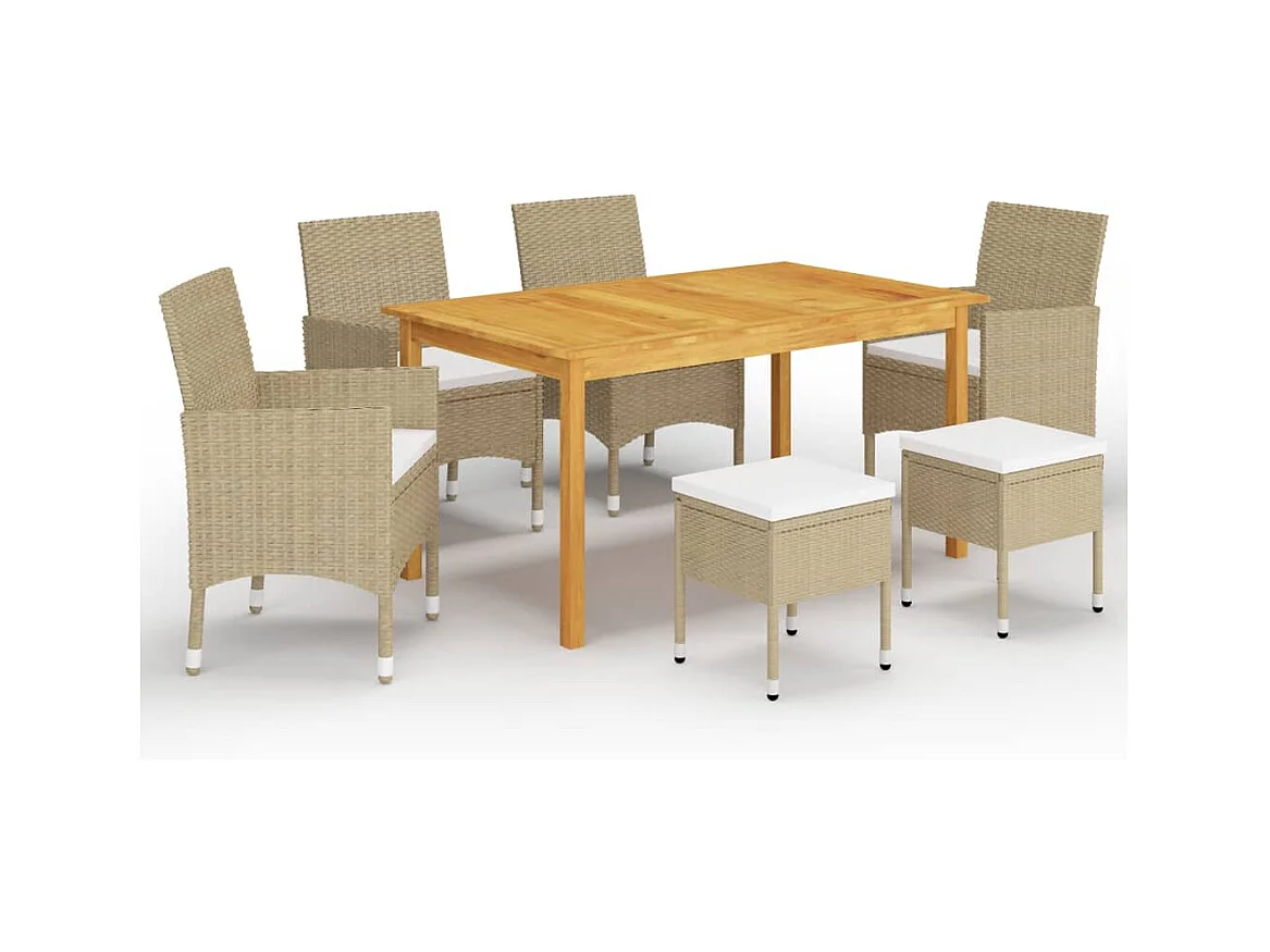 Nesira  Ensemble à manger de jardin 7 pcs Beige
