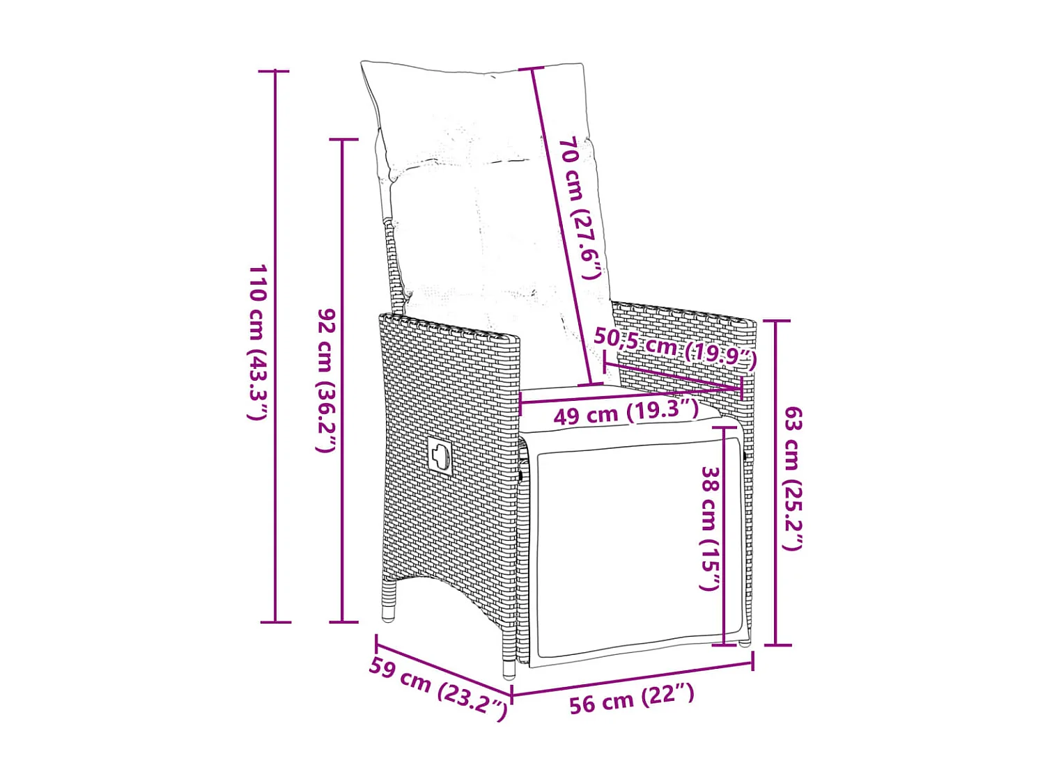 Garden Furniture -  Ensemble à manger de jardin coussins 7 pcs noir résine tressée