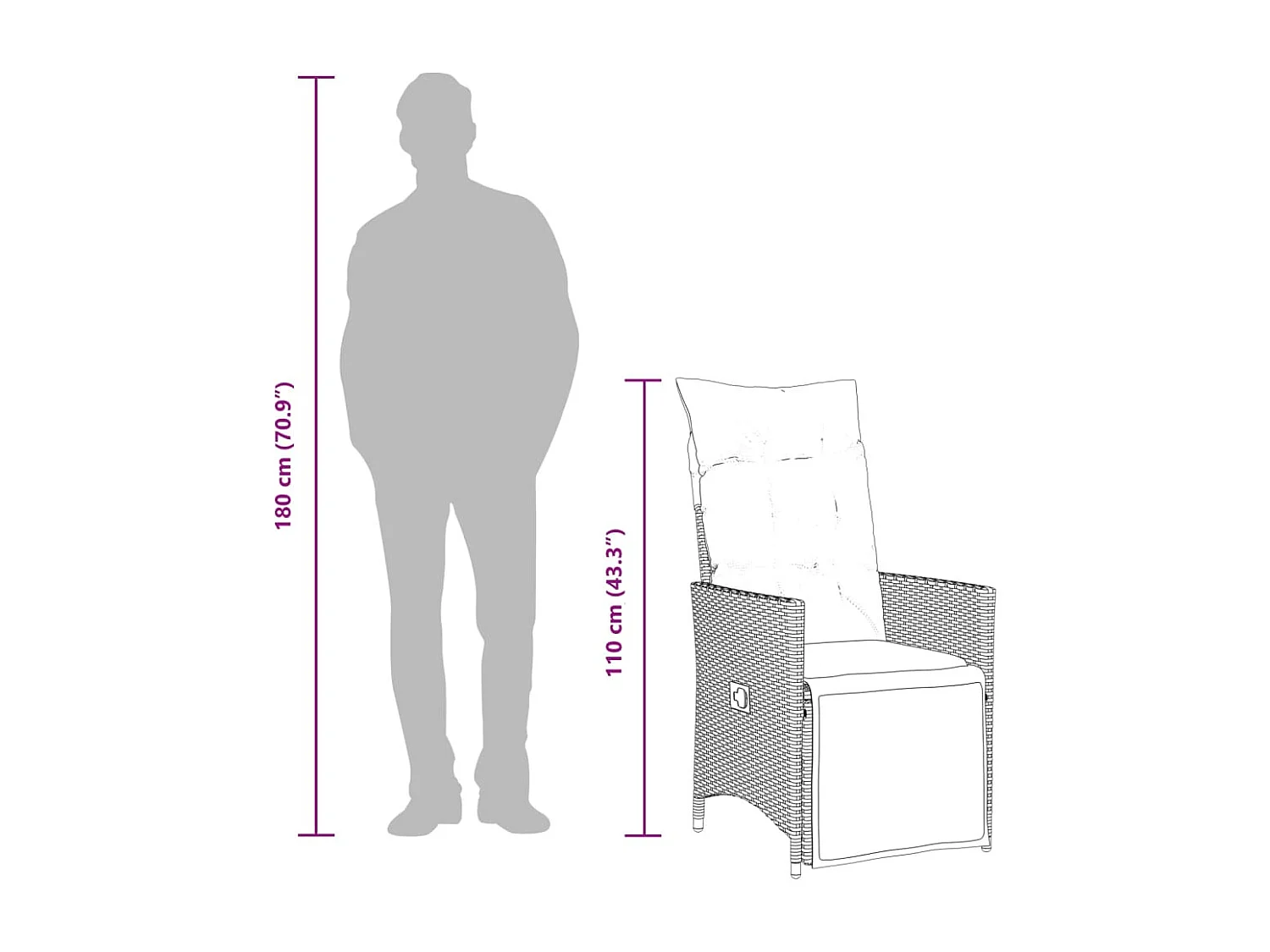 Garden Furniture -  Ensemble à manger de jardin coussins 7 pcs noir résine tressée