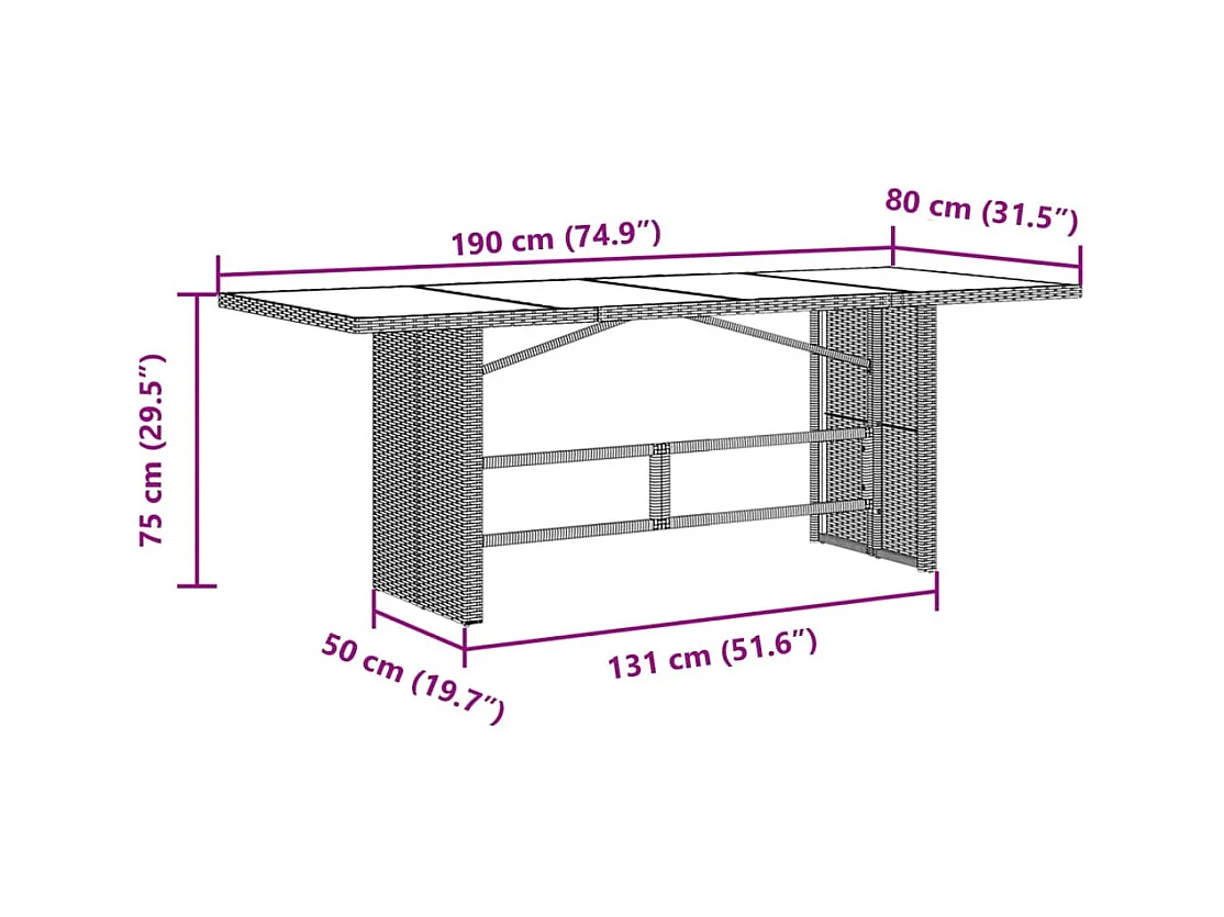 Garden Furniture -  Ensemble à manger de jardin coussins 7 pcs noir résine tressée