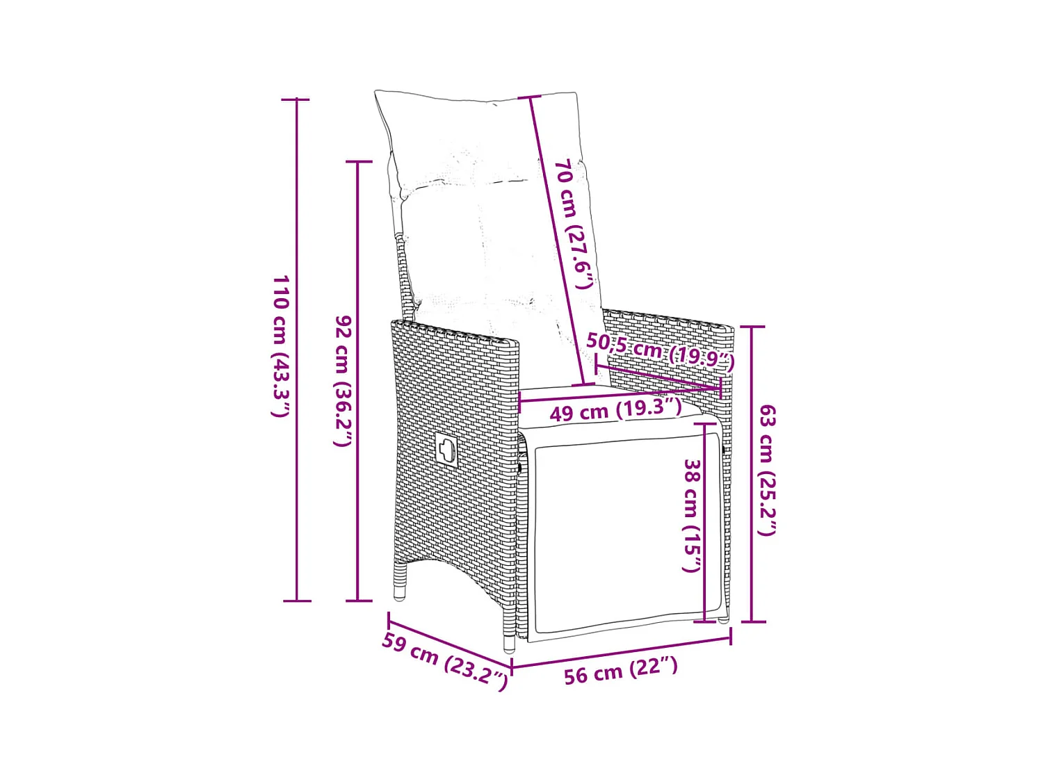 Garden Furniture -  Ensemble à manger de jardin coussins 7 pcs noir résine tressée