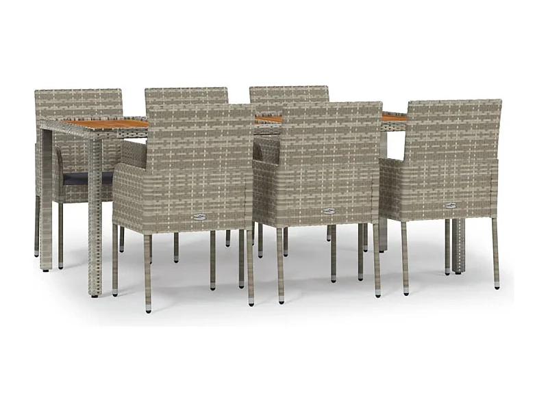 Tyron  7-delige Tuinset met kussens poly rattan grijs