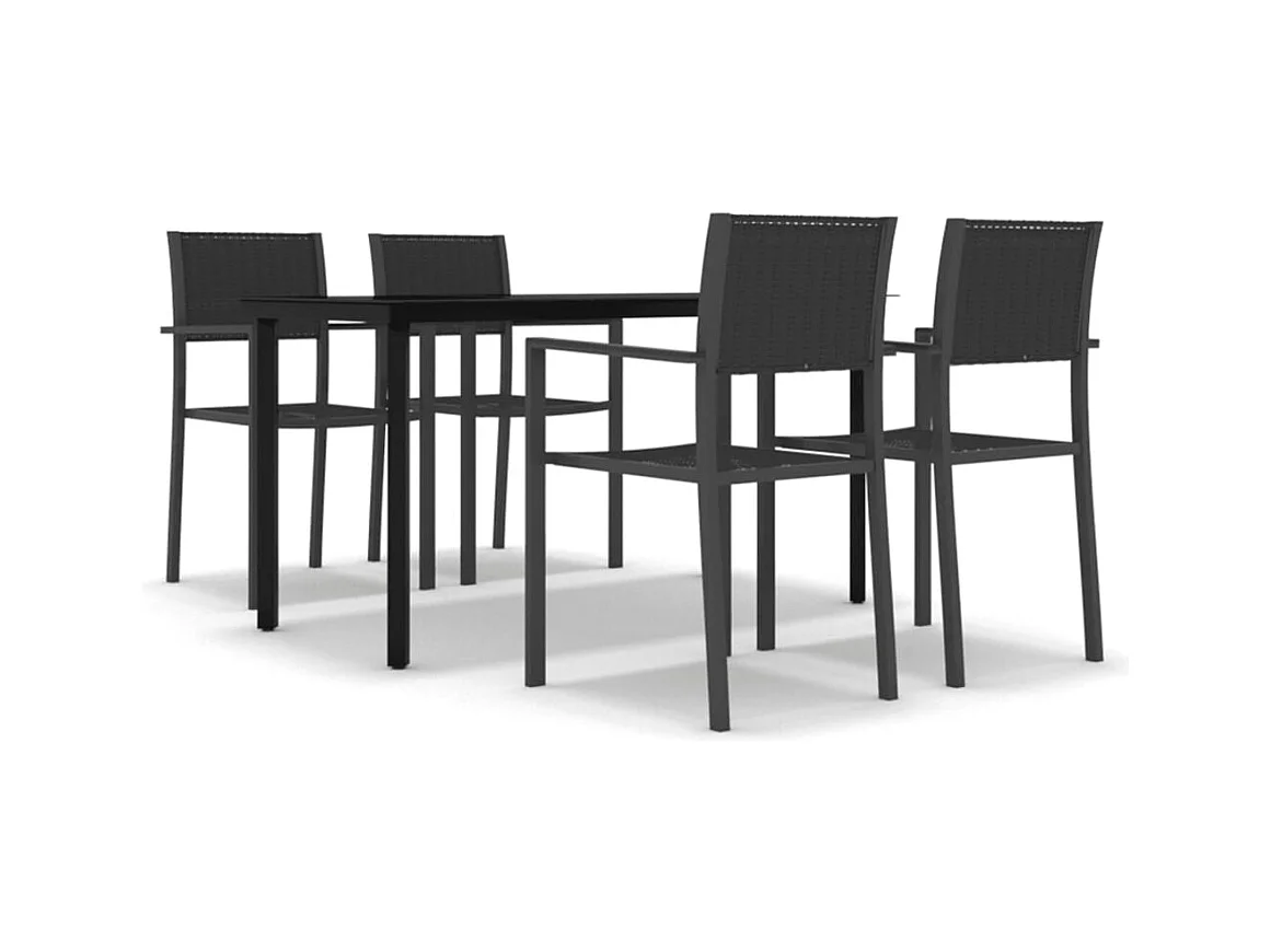 Ullira  Ensemble à manger de jardin 5 pcs Noir