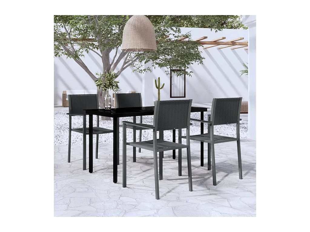 Ullira  Ensemble à manger de jardin 5 pcs Noir
