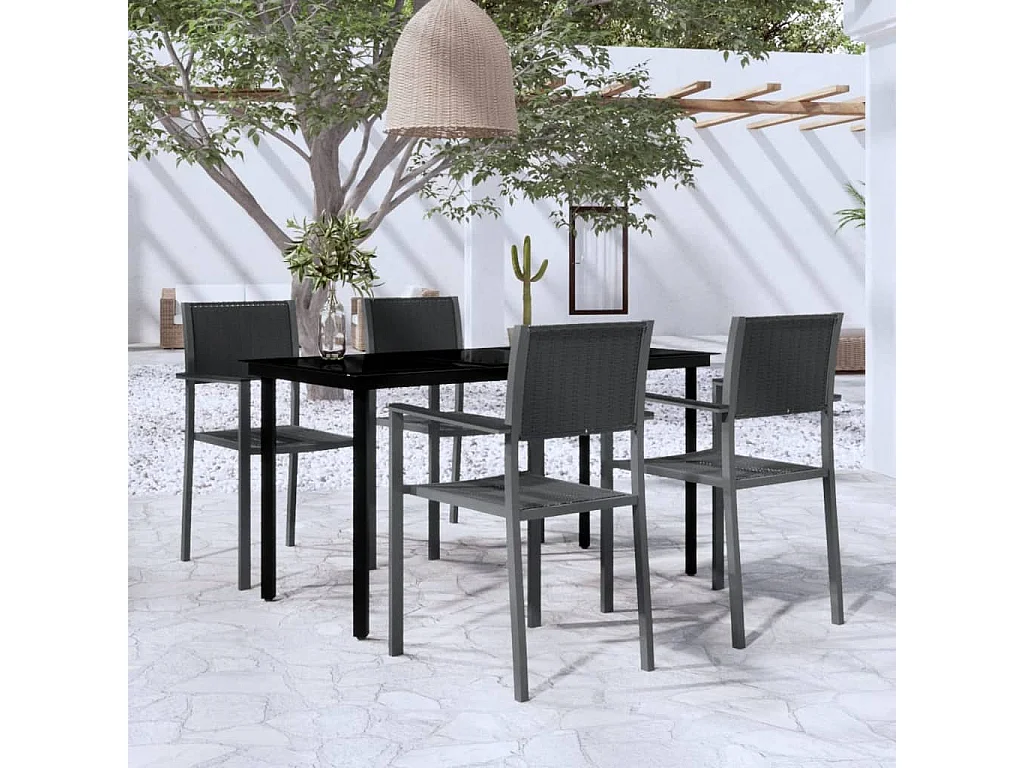 Ullira  Ensemble à manger de jardin 5 pcs Noir