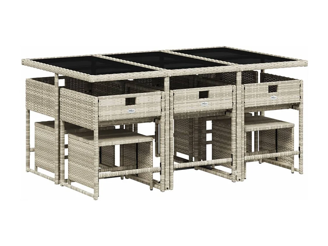 Inci  Ensemble à manger de jardin 11pcs avec coussins gris poly rotin