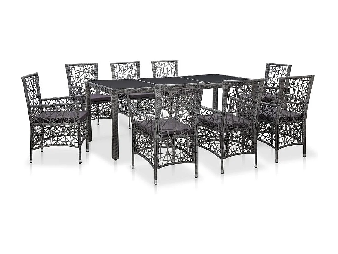 Worin  Ensemble à manger d'extérieur 9 pcs Résine tressée Gris