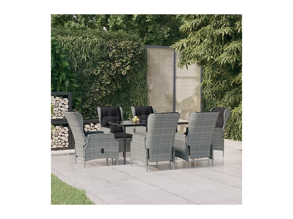 Mayra  Ensemble à manger de jardin 7 pcs Gris clair Résine tressée