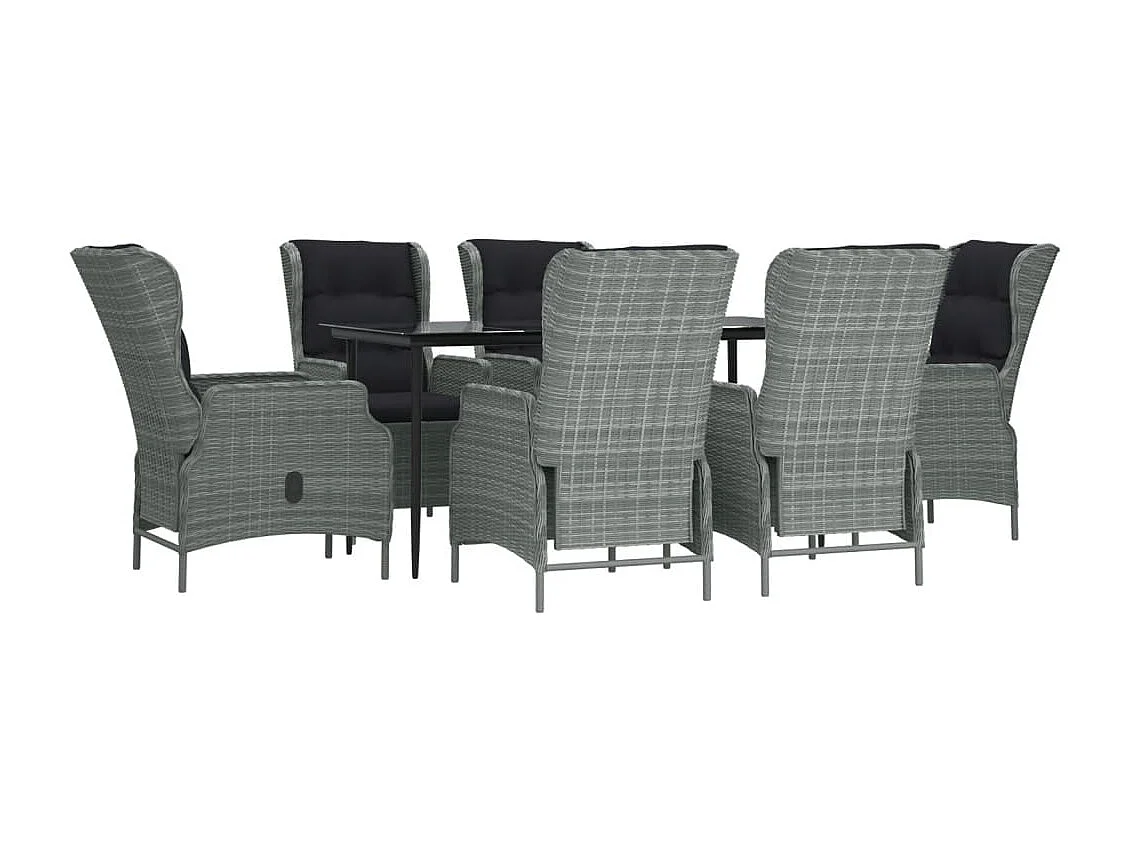 Mayra  Ensemble à manger de jardin 7 pcs Gris clair Résine tressée