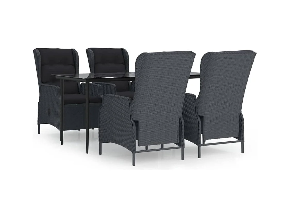 Mayra  Ensemble à manger de jardin 5pcs Gris foncé Résine tressée