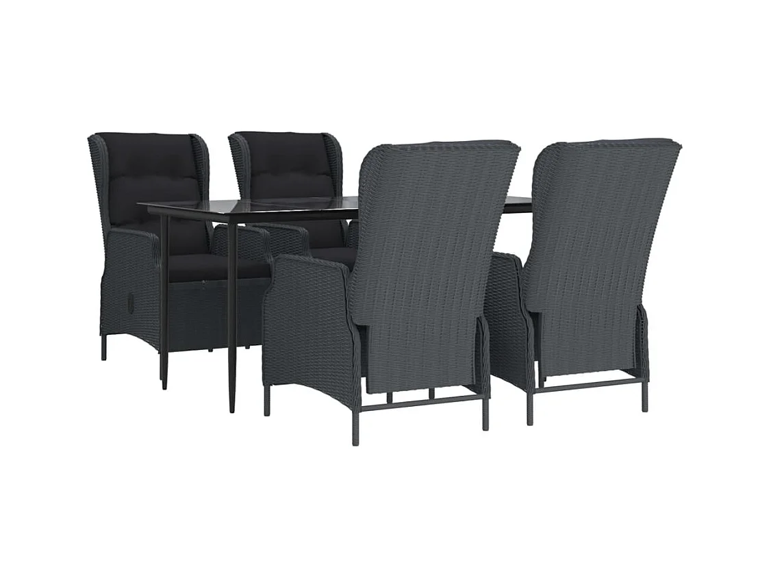 Mayra  Ensemble à manger de jardin 5pcs Gris foncé Résine tressée