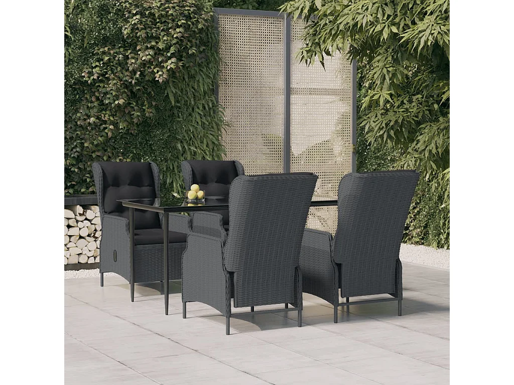 Mayra  Ensemble à manger de jardin 5pcs Gris foncé Résine tressée