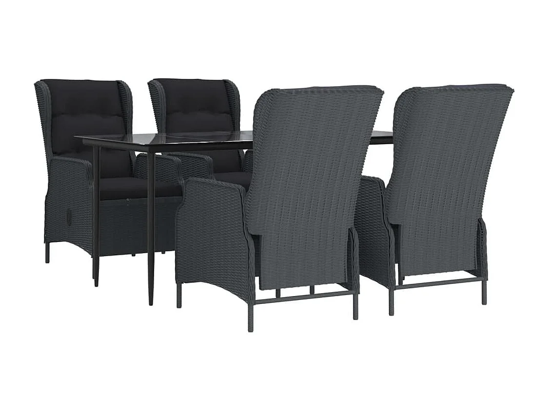 Mayra  Ensemble à manger de jardin 5pcs Gris foncé Résine tressée