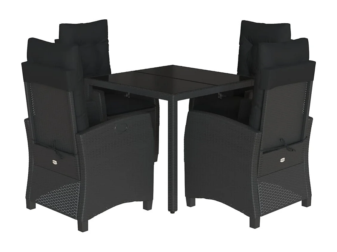 Prolenta Premium -  5-delige Tuinset met kussens poly rattan zwart