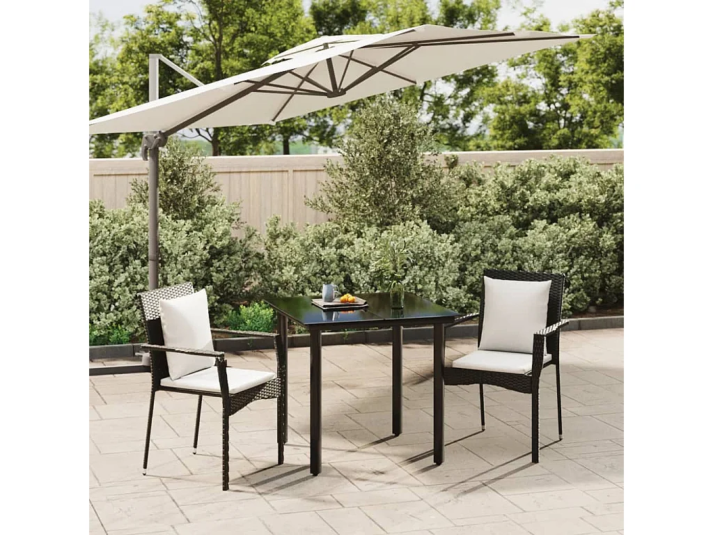 Rhett Logan  3-delige Tuinset met kussens poly rattan zwart
