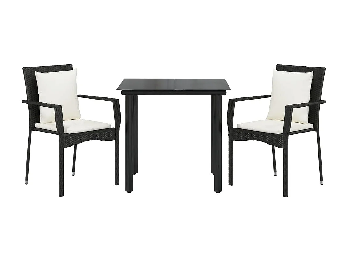 Rhett Logan  3-delige Tuinset met kussens poly rattan zwart