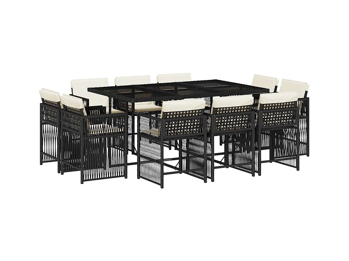 Maart  11-delige Tuinset met kussens poly rattan zwart
