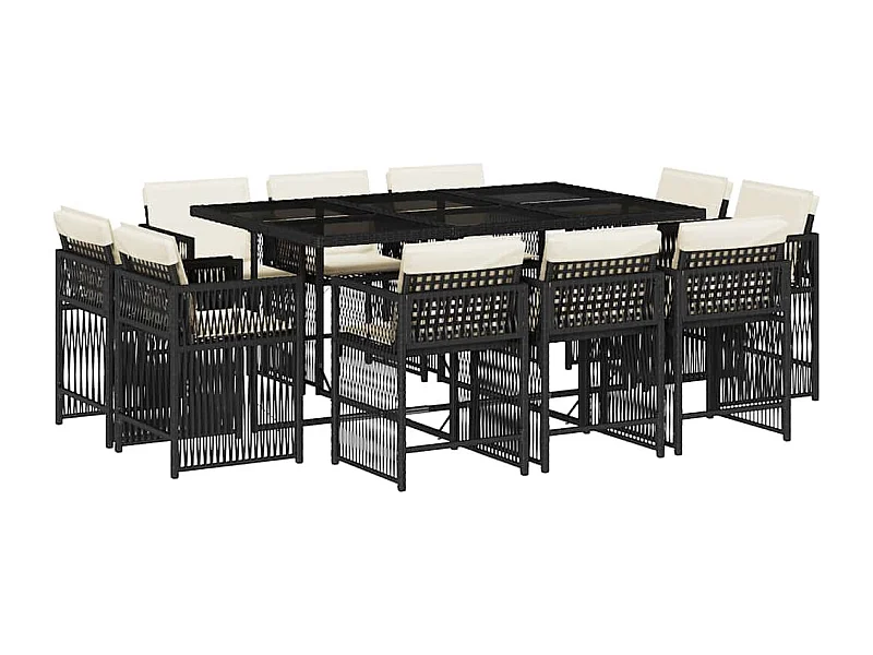 Maart  11-delige Tuinset met kussens poly rattan zwart