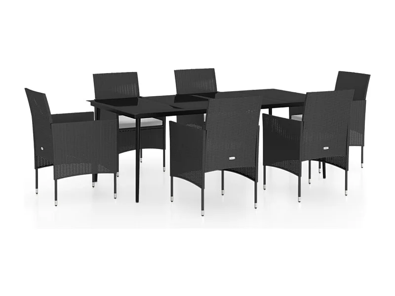 Cesarino  7-delige Tuinset met kussens zwart