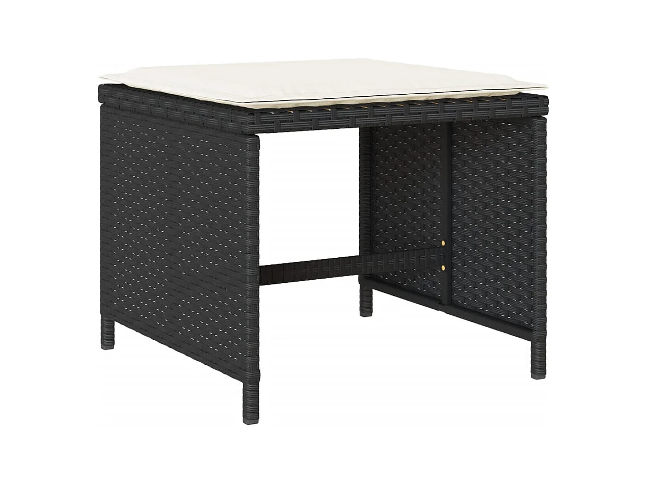 Zenn  Set de muebles jardín 17 pzas con cojines ratán sintético negro