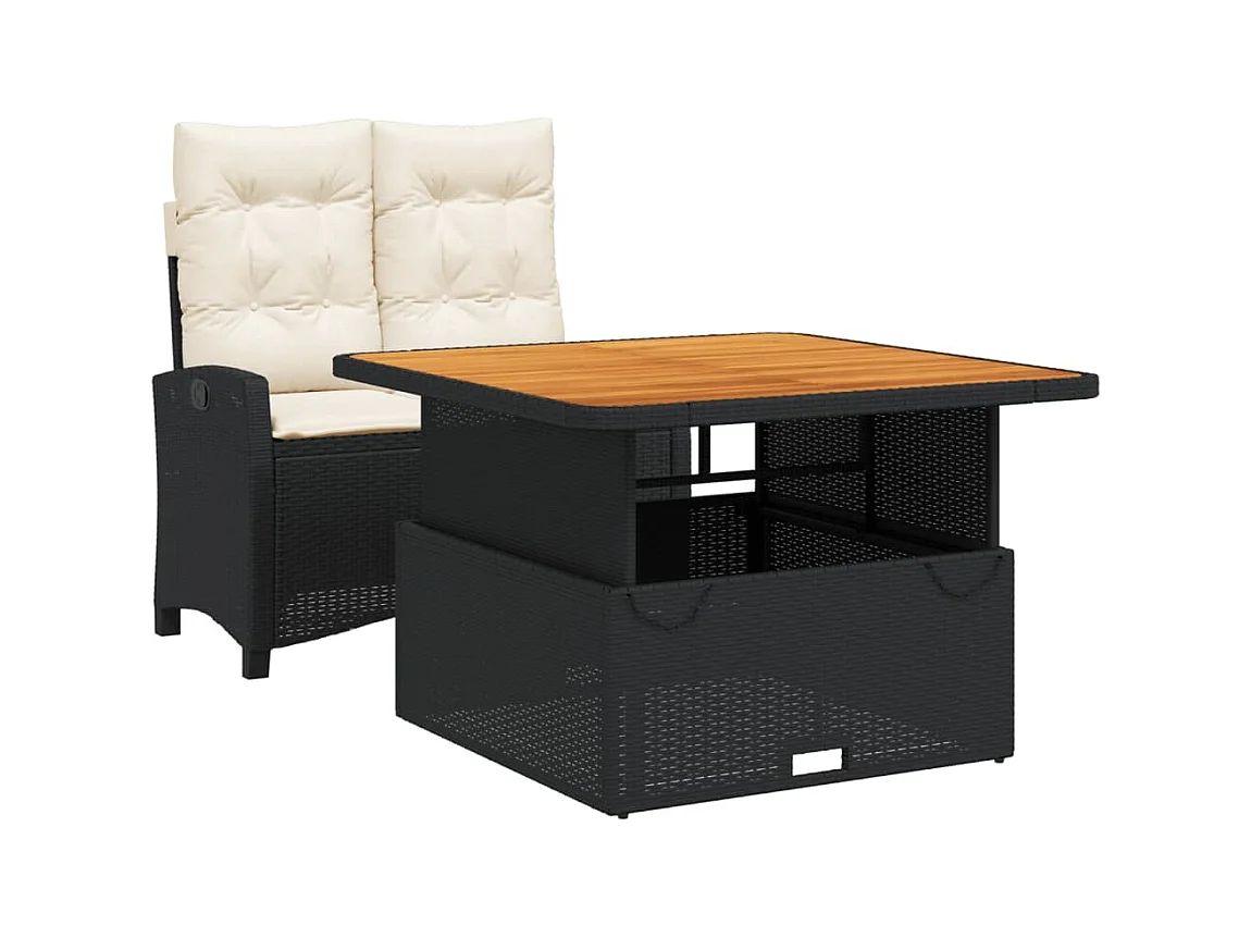 Toby Dean  Ensemble à manger de jardin coussins 2pcs noir résine tressée