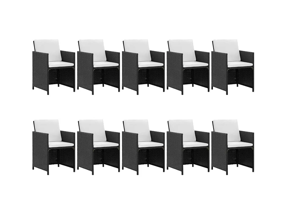 Kyllar  11-delige Tuinset met kussens poly rattan zwart