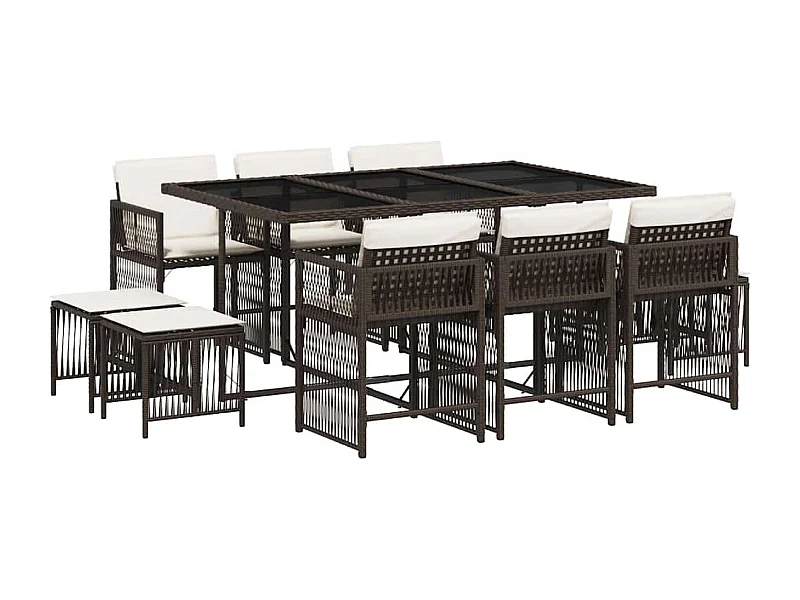 Laura Lucía  11-delige Tuinset met kussens poly rattan bruin