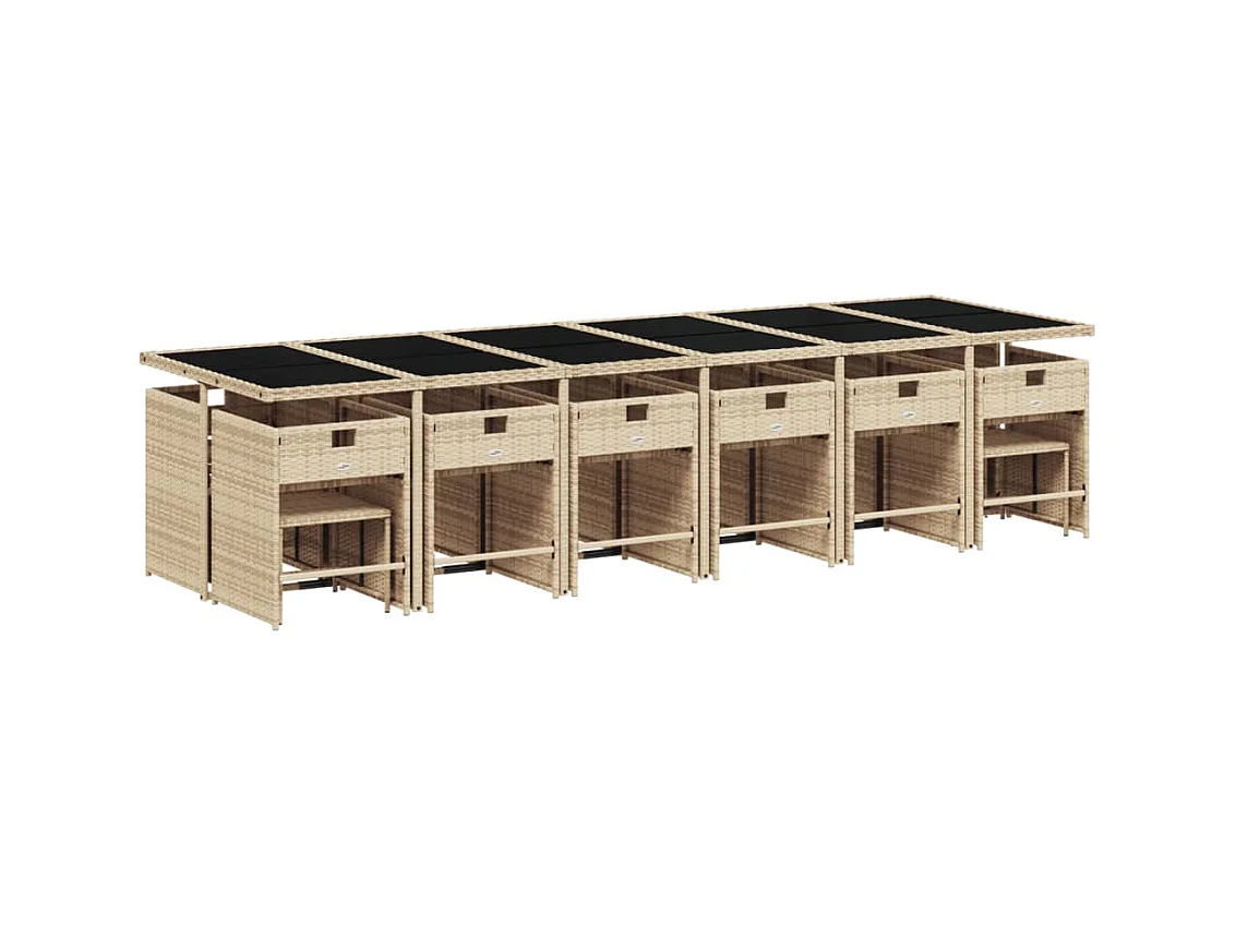 Zenn  Ensemble à manger de jardin et coussins 17 pcs beige