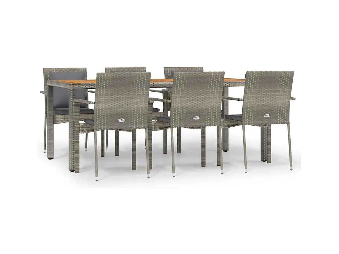 Van Buren  7-delige Tuinset met kussens poly rattan grijs